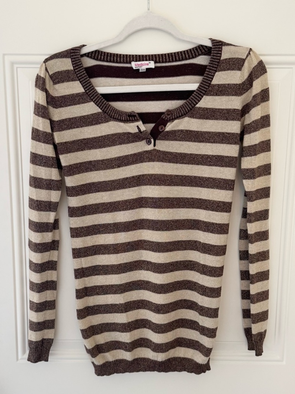 Y2K sparkly striped lurex and cotton long sleeve top/light weight sweater size S